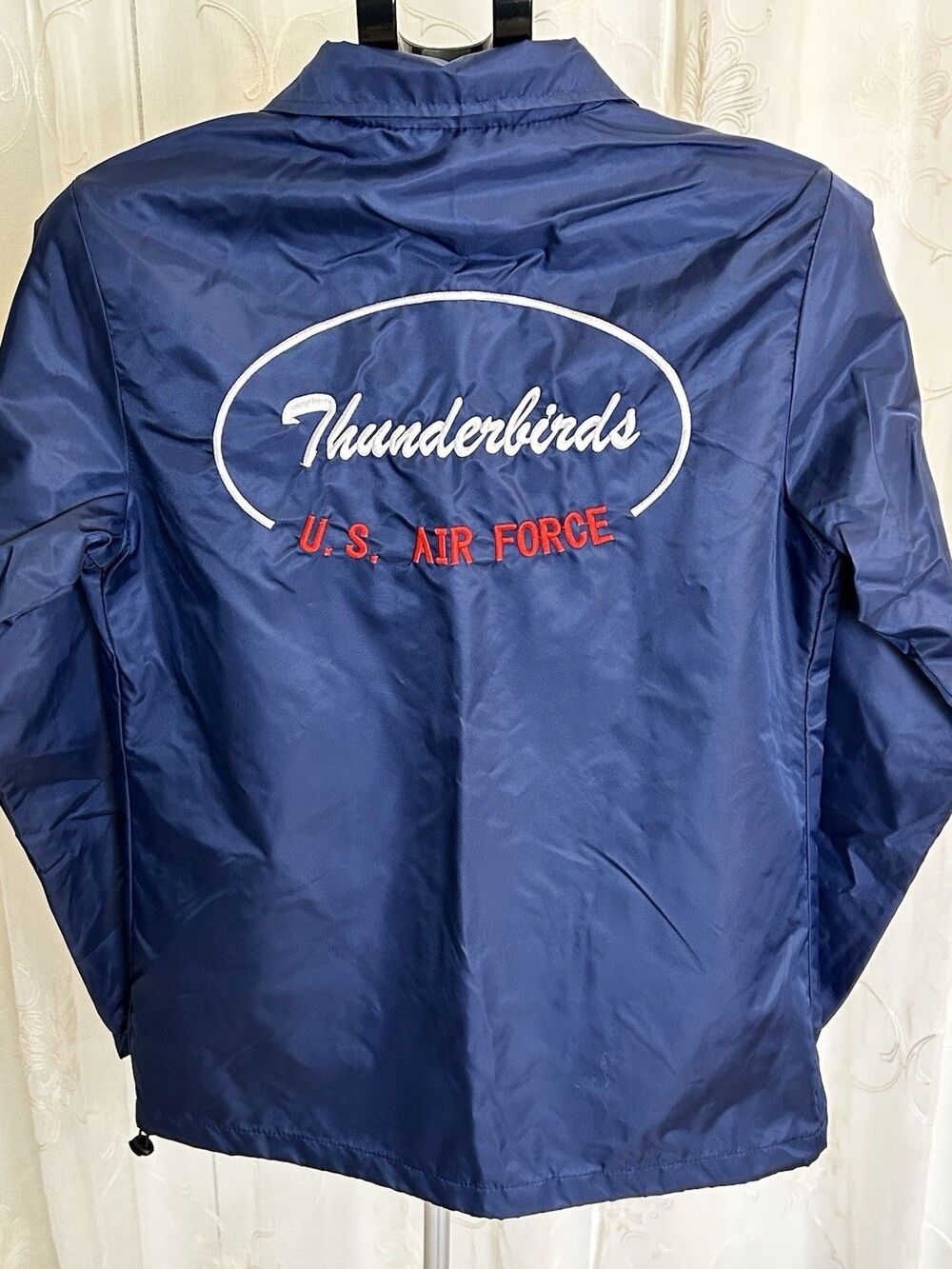 Vintage USAF Thunderbirds Air Show Windbreaker Track Jacket Blue Embroidered Med - Picture 7 of 10